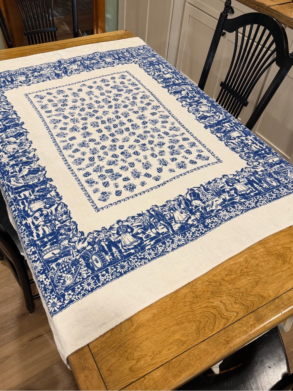 Blue & White Vintage Tablecloth